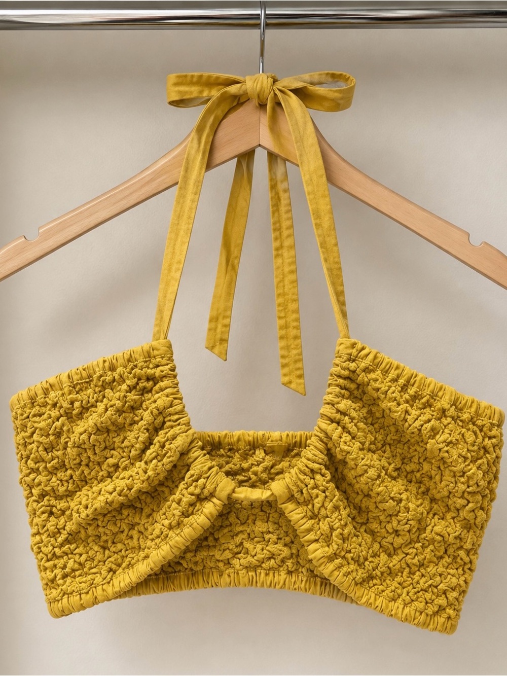 Mustard Yellow Textured Halter Top
